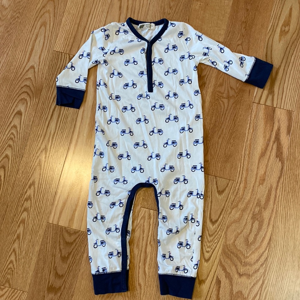 Monica and Andy | 🏍️ moped print long sleeve one piece 18-24mo